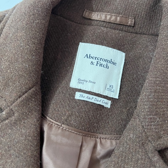 A&F Abercrombie and Fitch Dad Trench Wool Blended Coat - Picture 2 of 4